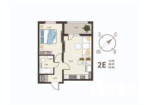 1-к квартира, вторичка, 41м2, 6/18 этаж