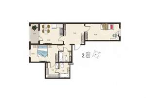 2-к квартира, строящийся дом, 70м2, 6/18 этаж