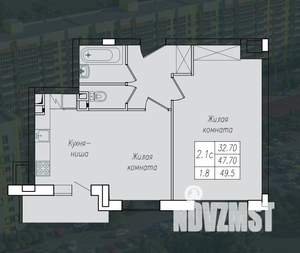 1-к квартира, вторичка, 50м2, 4/10 этаж