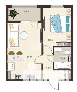 1-к квартира, вторичка, 41м2, 6/18 этаж
