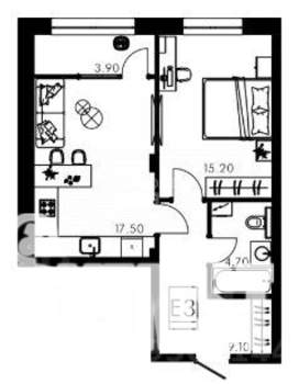 3-к квартира, вторичка, 81м2, 1/15 этаж