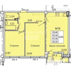 3-к квартира, вторичка, 69м2, 6/11 этаж