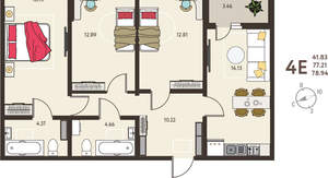 3-к квартира, вторичка, 79м2, 5/18 этаж