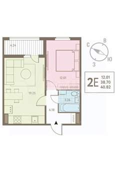1-к квартира, вторичка, 41м2, 12/17 этаж