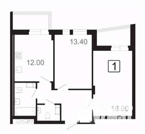 2-к квартира, вторичка, 63м2, 15/21 этаж