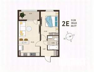 1-к квартира, вторичка, 41м2, 2/17 этаж