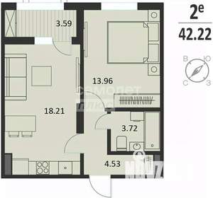 1-к квартира, вторичка, 42м2, 1/16 этаж