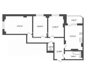 3-к квартира, сданный дом, 80м2, 7/11 этаж