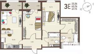 2-к квартира, вторичка, 68м2, 11/17 этаж