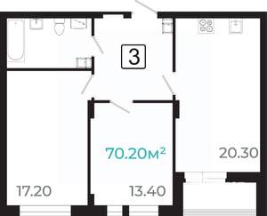 3-к квартира, вторичка, 69м2, 4/21 этаж