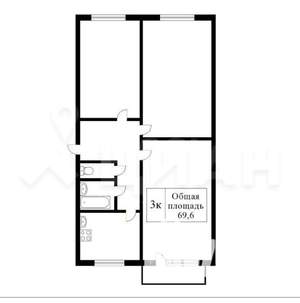 3-к квартира, вторичка, 68м2, 3/3 этаж