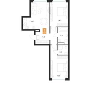 2-к квартира, вторичка, 66м2, 3/16 этаж