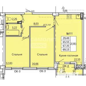 3-к квартира, вторичка, 69м2, 7/11 этаж