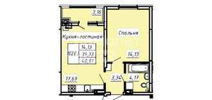 2-к квартира, вторичка, 41м2, 6/8 этаж