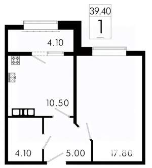1-к квартира, вторичка, 39м2, 3/8 этаж