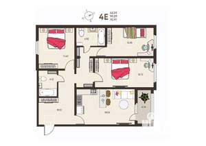 3-к квартира, строящийся дом, 92м2, 2/18 этаж