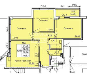 4-к квартира, вторичка, 70м2, 5/11 этаж