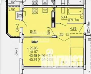 1-к квартира, сданный дом, 45м2, 8/10 этаж