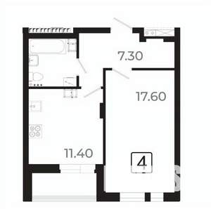 1-к квартира, вторичка, 42м2, 18/21 этаж