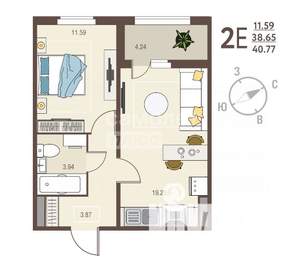 1-к квартира, вторичка, 41м2, 9/17 этаж