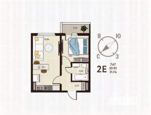 1-к квартира, вторичка, 32м2, 2/17 этаж