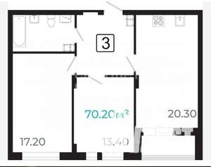 1-к квартира, вторичка, 69м2, 8/21 этаж