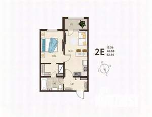 1-к квартира, строящийся дом, 42м2, 2/17 этаж