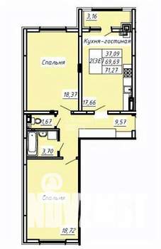 3-к квартира, вторичка, 71м2, 4/8 этаж