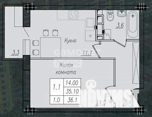 1-к квартира, вторичка, 37м2, 4/10 этаж