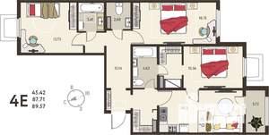 3-к квартира, вторичка, 90м2, 1/18 этаж