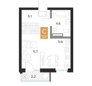 Студия квартира, вторичка, 28м2, 7/16 этаж