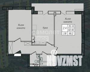 2-к квартира, вторичка, 66м2, 1/10 этаж