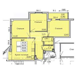 4-к квартира, вторичка, 70м2, 5/10 этаж