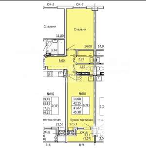 2-к квартира, вторичка, 45м2, 2/11 этаж