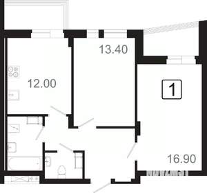 2-к квартира, вторичка, 61м2, 13/21 этаж