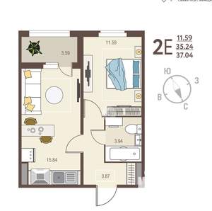 1-к квартира, вторичка, 37м2, 5/18 этаж