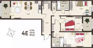 3-к квартира, вторичка, 90м2, 5/18 этаж