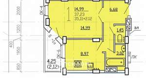 1-к квартира, вторичка, 35м2, 12/17 этаж