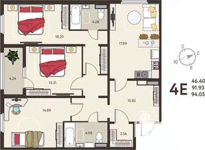 3-к квартира, вторичка, 94м2, 9/18 этаж